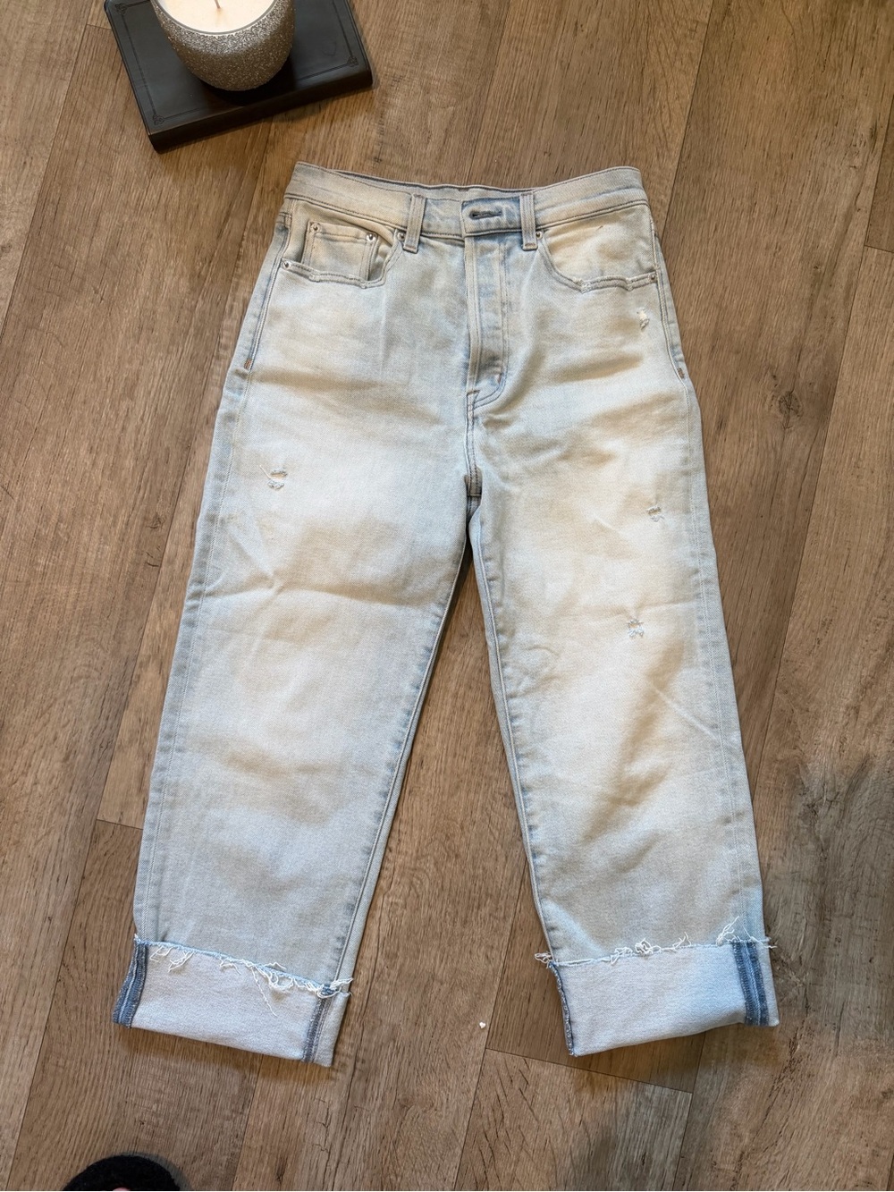 Pistola Light Blue Cropped Ankle Jeans with Raw Hem size 27